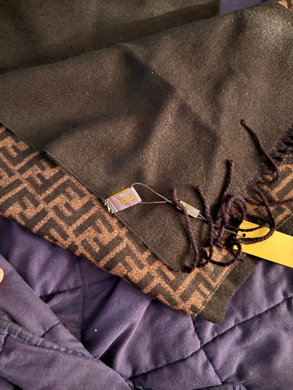 Fendi Brown & Black Logo Midi Scarf - Picture 2 of 2